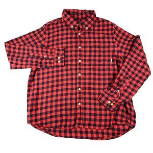 Eddie Bauer Mens XL Red Black Check Flannel Long Sleeve Button Down Casual Shirt